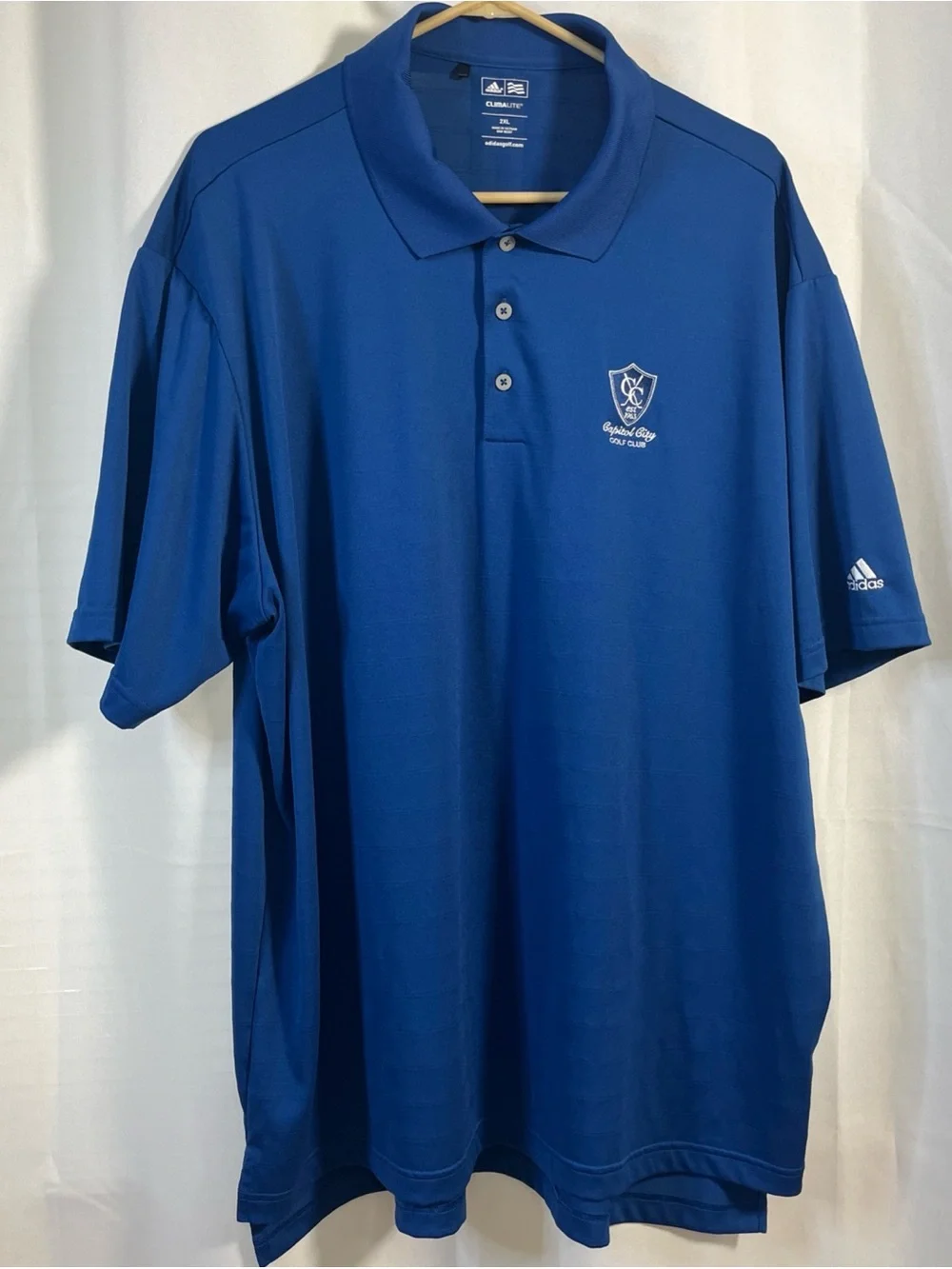 ADIDAS ClimaLite Blue Capitol City Golf Club Short Sleeve Golf Polo Size XXL